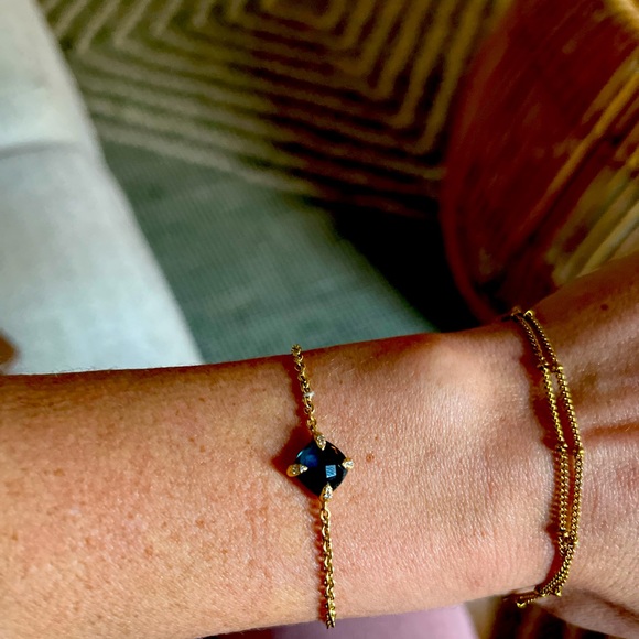 David Yurman blue Hampton Topaz gold chain bracelet